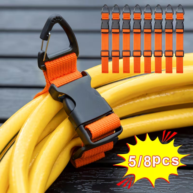 5/8 Pack Heavy Duty Orange Adjustable Extension Organizer with 3 Carabiner Clips